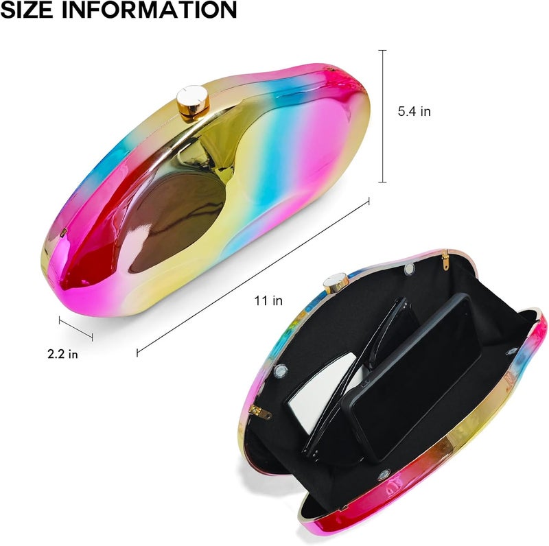NEWROGENG Acrylic Clutch Purse for Women Evening Bag, Irregular Shell Acrylic Purse Box Clutch with Chain for Party Wedding Prom - Image 5